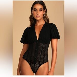Mesh puff sleeve bodysuit from Lulus